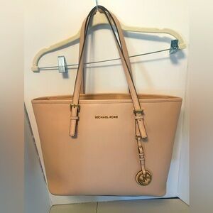 Michael Kors pale pink leather tote.